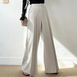 Zingj Korean Chic Summer New Temperament High Waist Versatile Pressure Fold Design Loose Hanging Feeling Drag The Floor Wide Leg Suit Pants Woman-Outfit