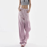 Zingj Purple Jeans Female 2023 New Design Sense Niche Summer High Waist Loose Show Thin Wide Leg