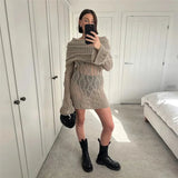 Sheer Knitted Off-Shoulder Mini Dress-Outfit