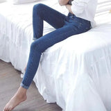 Waist Skinny Jeans For Women Streetwear Spring New Slim Pencil Pants Female Light Blue Stretch Casual Ladies Denim