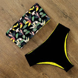 2021 Swimwear Swimsuit Women Print High Waist Bikini Set Back Cross Bandeau Bathing Suit Female Beach Wear
