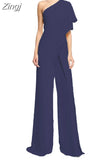 Women One Piece Jumpsuit Dress One Shoulder Casual Overalls Streetwear Wide Leg Jumpsuits Elegant Lady Party Romper