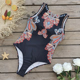 Swimsuit2025 New Conjoined Bikini Personality Abstract Print Swimsuit Women