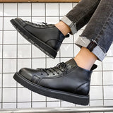Autumn Winter New Black Male Round Head Korean Version Of The Tide Help The British Style Ankle Boots Martin