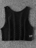 Black/Red Hollow Out Crop Top 2024 Mesh T-shirt Female Loose Fashion Summer Basic Tops For Women Fishnet