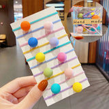 Packed Girls Cute Colorful Ball Heart Rabbit Scrunchie Kids Ponytail Holder Elastic Hair Band Fashion Hair