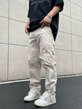 High Street Functional Zipper Overalls Style Men's And Women's Loose Straight Casual Trousers