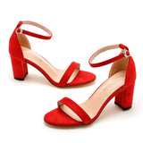 Cm Thick Heel Shallow Mouth With Velvet Sandals Round Head Square Sandals Casual Summer Sandals