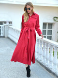 for Women 2022 New Autumn Winter Lapel Long Sleeve Dress Single-breasted Long Skirt Fashion Streetwear Women's