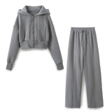 New Hooded Short Sweater 8417304 Loose Flannelette Jogging Trousers 8417303