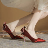 Zingj High Heels Female Autumn Fine Heel 2023 New French Temperament Small Heel Shoes Bride Main Wedding Shoe Tip-Outfit