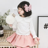 Spring Autumn New Girls Shirts Kid's T-shirt Lapel Lace Casual Fashion White Doll Collar Shirt Children's