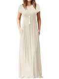 Elegant Long Summer Dress Women Short Sleeve Maxi Dress Ladies Party Casual Dresses Female Robe Femme Green Red