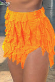 Summer Beach Style Mini Hip Skirts Women 2023 New Low Waist Ruffles Skinny Elastic Vacation Party Shorts