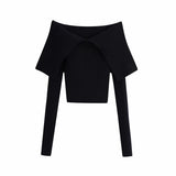 Sex Women Sweater 2020 Fashion With Off Shoulders Fitted Knitted Sweater Vintage Slim Long Sleeve Female Pullovers Chic