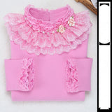 Spring Autumn Cotton Children Base T Shirts Baby Girls Clothes Long Sleeve Floral Casual T Shirt Tops Kids Lace T