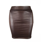Women Faux Leather Mini Pencil Skirt High Waist Bodycon Pu leather Skirts Office Lady Skirts Oversized 2021