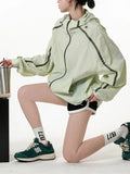 Zingj Feeling Spell Color Line Function Wind Outdoor Hooded Coat Female Summer New Street Versatile Sunscreen