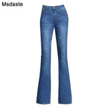 Pants Jeans Women 2019 Spring Slim Wide Leg Ladies Denim Trousers Elastic High Waist Pantalon Jean Femme Woman