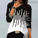 Loose Color Printed Round Neck Long Sleeve