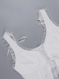 Lace Trim Ruffle Crop Tank Top- Outfit