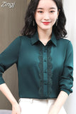 Silk Shirts Women Embroidery Lace Shirt Woman Long Sleeves Blouses Women Satin Silk Shirts Womens Tops White Shirts