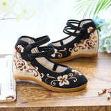 Zingj Heels Single Shoes With Embroidered Cloth Shoes Ancient Wind National Wind National Wind Spring And Autumn Women Cloth Shoes Women's