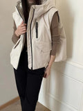90 White Duck Velvet High-End Down Vest Female 2024 Autumn / Winter Fashion Hooded Overalls Storm Vest Vest Tide-Outfit