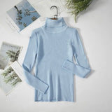 2021 Autumn Winter Sweater Knitted Women Khaki Long Sleeve Slim Casual Turtleneck Pullover Ladies White