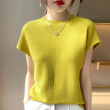 Zingj T-Shirt Women 2024 Spring Summer New Women's Half Sleeve Loose Show Thin Round Neck Knit Bottom Shirt Jacket Women-Outfit