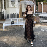 Pure Wants To Show Chest Lace A Dress Autumn New Literary Retro Style Dress