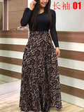 Summer New Summer Bohemia Flower Print O Neck Short Sleeve Women's Maxi Dress Fashion Patchwork Ladies Long Dress
