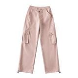 Zingj Trendy Women's Wear Fashion Multi-Pocket Design Overalls Show Thin Rope Loose Straight Tube Sports Leisure