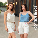 Green Camisoles Woman Sleeveless Tops Summer Tops Imitation silk Elegant vest Solid Color