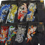 Style Fashion Brand KARAKURI Floating World Painted The Same Style Printed Men's Jeans Loose Straight Tube Wide-Legged