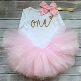 Girls Summer Dress Cute Newborn Baby Girl Clothes 1st Birthday Baby Bodysuit Romper+Ruffles Tutu Skirt +Headband