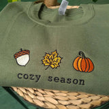 Cozy Season Fall Embroidered Sweatshirt- Outfit