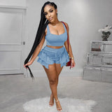Halter Crop Top+ Shorts Sets Two 2 Piece Set Women Party Club Outfits Vacation Summer Clothes Femmer