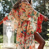 de praia Fashion Beach Kimono Dress Women Beachwear Multicolored Bohemian Tropical Printed Ankle Length Pareo Dress