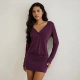 2025 Women's New Fashion Temperament Elegant Body Solid Color Hanging Neck Long Sleeve