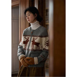 Reindeer Print Knitted Cardigan- Outfit