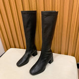 Zingj Knee Boots Female 2023 Autumn Winter New British Style Fashion Small Show Thin Tall Heel Knight Female Boots-Outfit