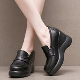 And Soft-Soled Thick-Soled Lod Shoes Women's Slope With English Wind One-Legged Leather Shoes Mother Small Leather Shoes Deep Mouth Single