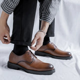 Zingj Leather Shoes Men New British Style Casual Men Business Dress Black Groom Wedding Shoes