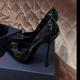 Shoes Tips Light Mouth Fine Heel Sexy Red-Soled High-Heeled Shoes Red Black Patent Leather Single Shoes