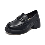 Zingj Love Shoes Women's 2024 Autumn College Wind Metal Buckle Muffin And Small Leather