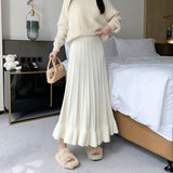 Zingj Patting Mink Hair Half Skirt Female Autumn Winter Korean High Waist Hips Cover Knitted Skirt Wooden Ear Pleated A
