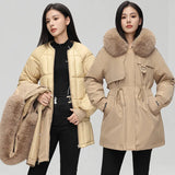 One Dress Three Wear Cotton Pie To Overcome The Disassembly Female Long Style 2024 Winter New Waist Slim Cotton-Padded Clothes-Outfit