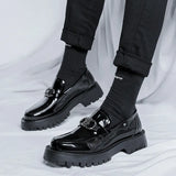 Of 2025 New Youth Round Head Big Head Low Heel Set Foot Fashion Casual Daily Paint Leather Shoes