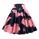 Ghost Bat Print Halloween Skirt 50s High Waist Hepburn Vintage Christmas Jurken Long Cotton A-Line Party Women's